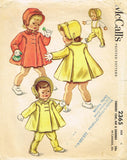 1950s ORIG Vintage McCalls Sewing Pattern 2365 Toddler Girls Coat & Bonnet Sz 4 -Vintage4me2