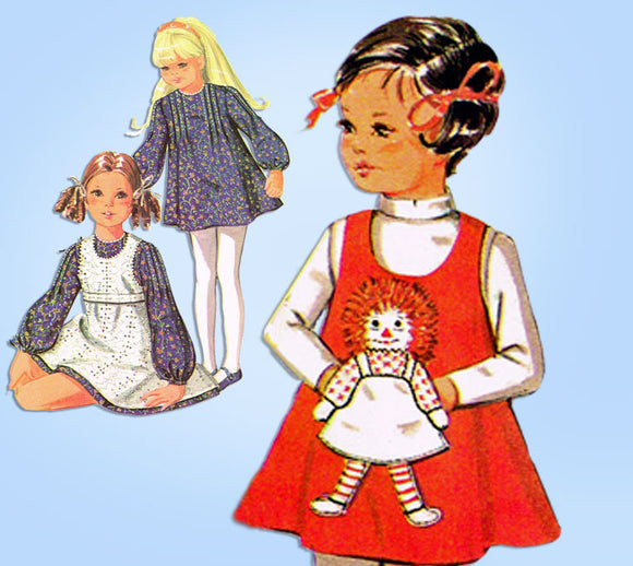1970s McCalls Sewing Pattern 2530 Uncut Toddler Girls Raggedy Ann Dress Size 4 -Vintage4me2