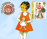 1970s Vintage McCalls Sewing Pattern 2530 Toddler Girls Raggedy Ann Dress