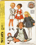 1970s Vintage McCalls Sewing Pattern 2530 Toddler Girls Raggedy Ann Dress