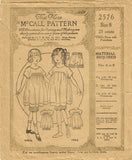 1920s Original Vintage McCall Pattern 2576 Girls Bloomer Dress & Pantalettes Sz8