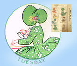 1930s ORIG Vintage McCall Embroidery Transfer 261 Uncut Sunbonnet Sue Tea Towels - Vintage4me2