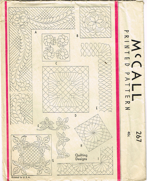 1930s McCall Embroidery Transfer 267 Stunning Uncut Quilt Design Motifs