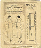 McCall 2738: 1920s Rare Misses Evening Slip Sz 38 Bust Vintage Sewing Pattern