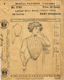 1910s Vintage McCall Sewing Pattern 2763 Ladies Gibson Girls Shirt Waist Sz 34 B