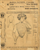 1910s Vintage McCall Sewing Pattern 2763 Ladies Gibson Girls Shirt Waist Sz 34 B