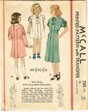 McCall 285: 1930s Little Girls Pleated Dress Size 10 Vintage Sewing Pattern