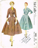 1950s Vintage McCalls Sewing Pattern 3002 Uncut Misses Dress & Scarf Size 34 B