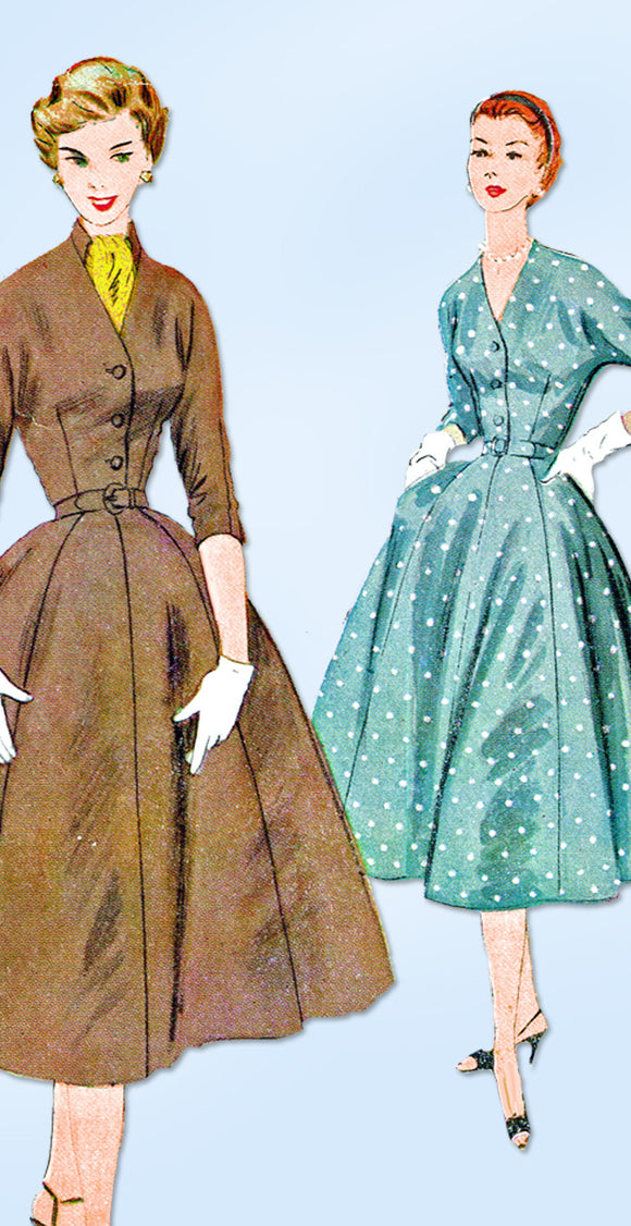 1950s Vintage McCalls Sewing Pattern 3002 Uncut Misses Dress & Scarf Size 34 B