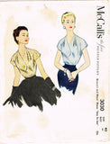 McCall 3030: 1950s Womens Plus Size Easy Blouse 42 Bust Vintage Sewing Pattern