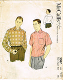 1950s Original Vintage McCalls Sewing Pattern 3087 Men's Sport Shirt Sz Medium