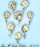 McCall 3105: 1920s Rare & Sweet Baby Caps & Bonnet Size 1 Vintage Sewing Pattern
