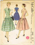 McCalls 3181: 1950s Misses Easy to Sew Dress Sz 30 Bust Vintage Sewing Pattern
