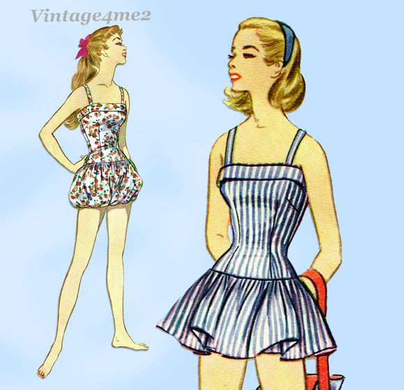 McCalls 3195: 1950s Misses Bathing Suit & Cover Up Sz 33B Vintage Sewing Pattern