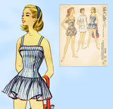 McCalls 3195: 1950s Misses Bathing Suit & Cover Up Sz 33B Vintage Sewing Pattern