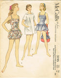 McCalls 3195: 1950s Misses Bathing Suit & Cover Up Sz 33B Vintage Sewing Pattern