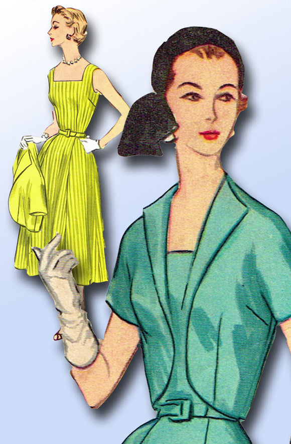 1950s Vintage McCalls Sewing Pattern 3199 Easy Misses Sun Dress and Bolero 37B