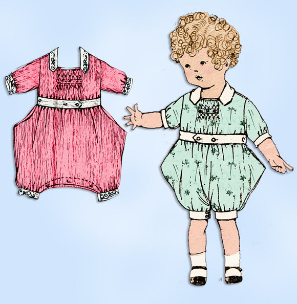 1920s Vintage McCall Sewing Pattern 3231 Edwardian Baby Boys Romper Size 1