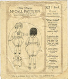 1920s Vintage McCall Sewing Pattern 3231 Edwardian Baby Boys Romper Size 1