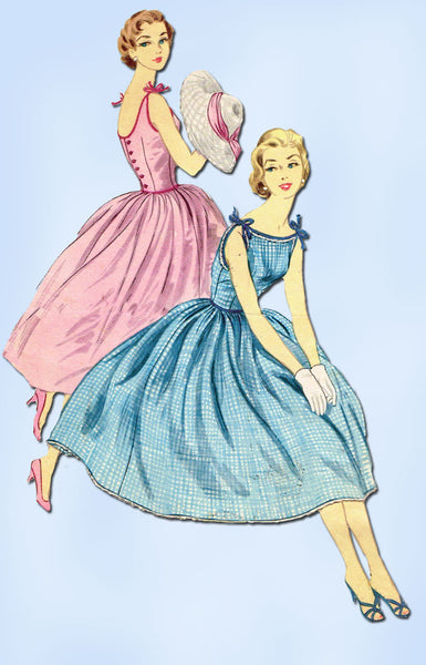 1950s Vintage McCalls Sewing Pattern 3260 Easy Misses Sun Dress Size 12 30B