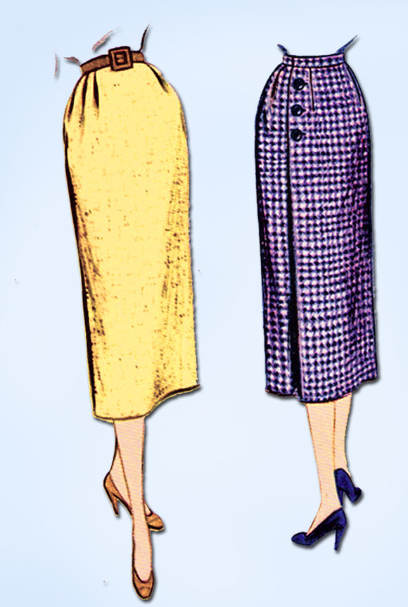 1950s Vintage McCalls Sewing Pattern 3277 Uncut Misses Back Wrap Skirt Size 26W