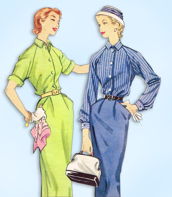 1950s Vintage McCalls Sewing Pattern 3287 Misses Skirt and Blouse 29 B ...