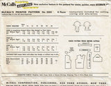 1950s Vintage McCalls Sewing Pattern 3305 Misses Bow Tie Blouse Size 20 38 Bust