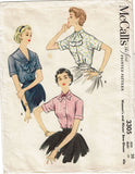 1950s Vintage McCalls Sewing Pattern 3305 Misses Bow Tie Blouse Size 20 38 Bust