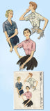 1950s Vintage McCalls Sewing Pattern 3305 Misses Bow Tie Blouse Size 20 38 Bust