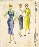 1950s Vintage McCalls Sewing Pattern 3324 Misses Wiggle Dress or Jumper Size 12