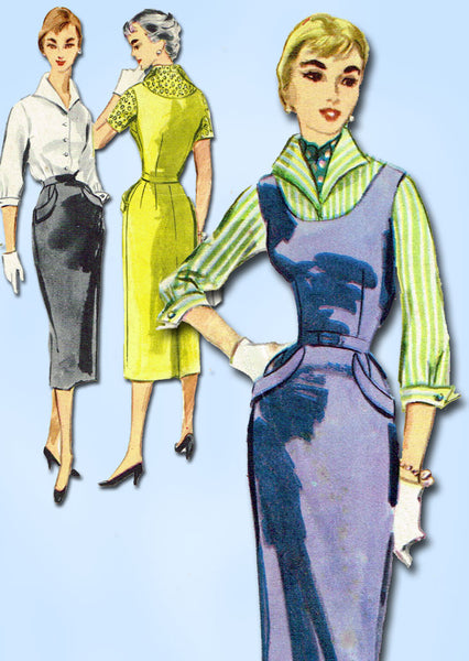 1950s Vintage McCalls Sewing Pattern 3324 Misses Wiggle Dress or Jumper Size 12