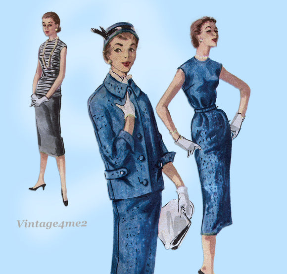 1950s Vintage McCalls Sewing Pattern 3331 Misses Three Piece Suit Size ...