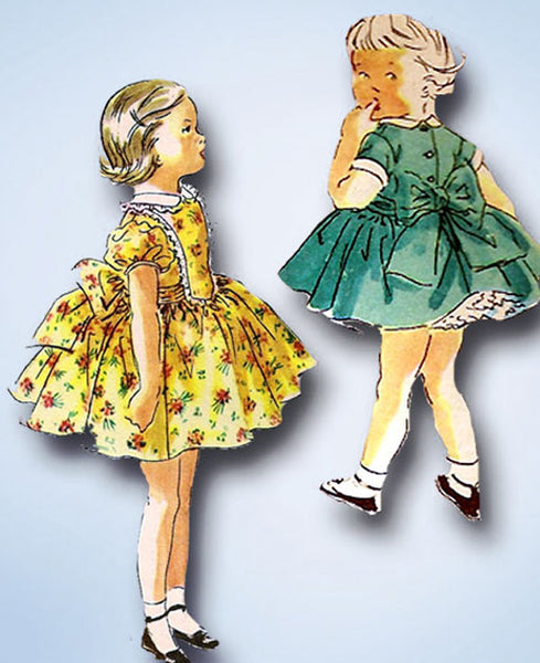 1950s Vintage McCalls Sewing Pattern 3347 Toddler Girls Fluffy Party Dress Sz 6