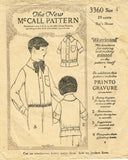 1920s Original Antique McCall Sewing Pattern 3360 Toddler Boy's Blouse Size 4 - Vintage4me2