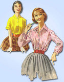 1950s Vintage McCalls Sewing Pattern 3368 Easy Junior Misses Blouse Size 12 32B
