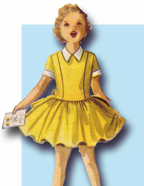 1950s Vintage McCalls Sewing Pattern 3383 Uncu Little Girls Low Waist Dress Sz 8