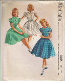 1950s Vintage McCalls Sewing Pattern 3385 Classic Little Girls Party Dress