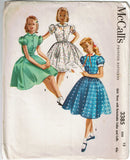 1950s Vintage McCalls Sewing Pattern 3385 Classic Little Girls Party Dress