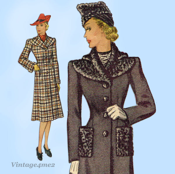 McCall 3395: 1930s Stunning Misses Winter Coat Sz 36 Bust Vintage Sewing Pattern