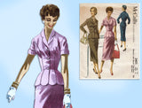 McCall's 3401: 1950s Misses Stylish Slender Suit Sz 30 B Vintage Sewing Pattern