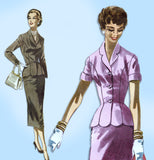 McCall's 3401: 1950s Misses Stylish Slender Suit Sz 30 B Vintage Sewing Pattern