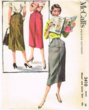 1950s Vintage McCalls Sewing Pattern 3410 Easy Uncut Misses Skirt Size 24 Waist - Vintage4me2