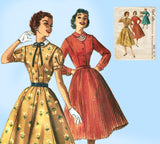 McCall's 3435: 1950s Cute Misses Shirtwaist Dress Sz 32 B Vintage Sewing Pattern