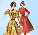 McCall's 3435: 1950s Cute Misses Shirtwaist Dress Sz 32 B Vintage Sewing Pattern