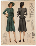 McCall 3442: 1930s Stunning Misses Peplum Dress Sz 30 B Vintage Sewing Pattern