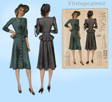 McCall 3442: 1930s Stunning Misses Peplum Dress Sz 30 B Vintage Sewing Pattern