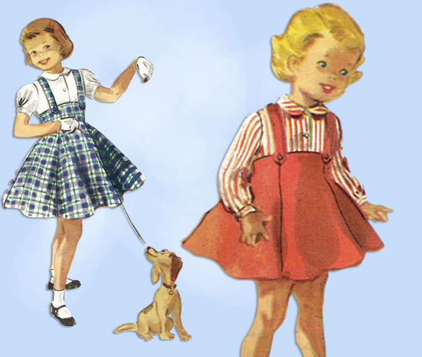 1950s Vintage McCall's Sewing Pattern 3454 Uncut Toddler Girls Suspender Skirt 6 -Vintage4me2