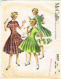 1950s Vintage McCalls Sewing Pattern 3457 Uncut Little Girls Party Dress Size 10