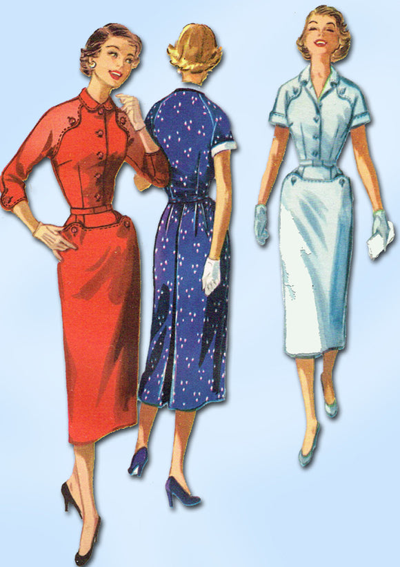 1950s Vintage McCalls Sewing Pattern 3464 Misses Shirtwaist Dress Gr8 Lines 34B