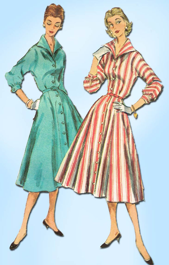 1950s Vintage McCalls Sewing Pattern 3526 Uncut Misses Shirtwaist Dress Size 34B